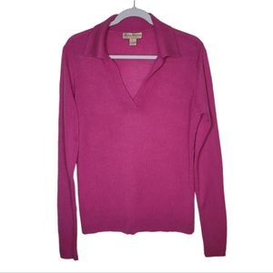 Marisa Christina Women's Long Sleeves 2-Ply Cashmere Purple Pink Sweater Size L